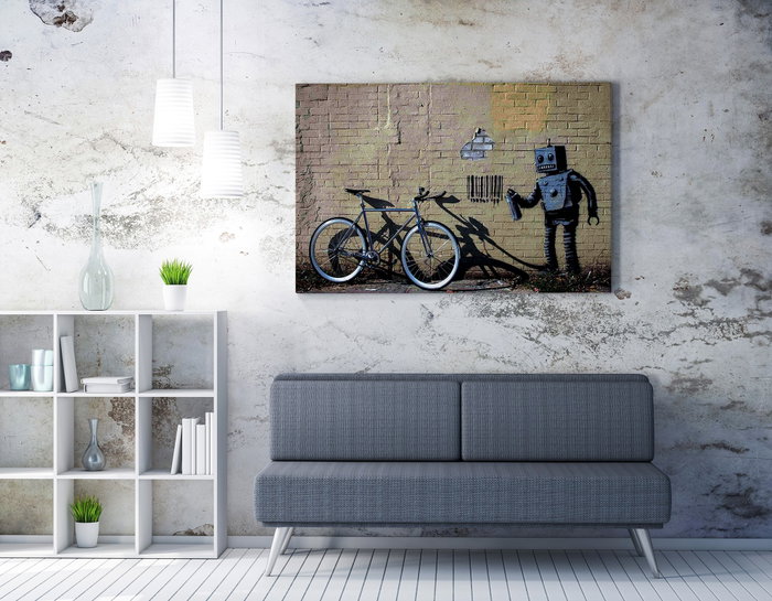 Wallity WY19 Banksy Lienzo Decorativo enmarcado 50 x 70 cm